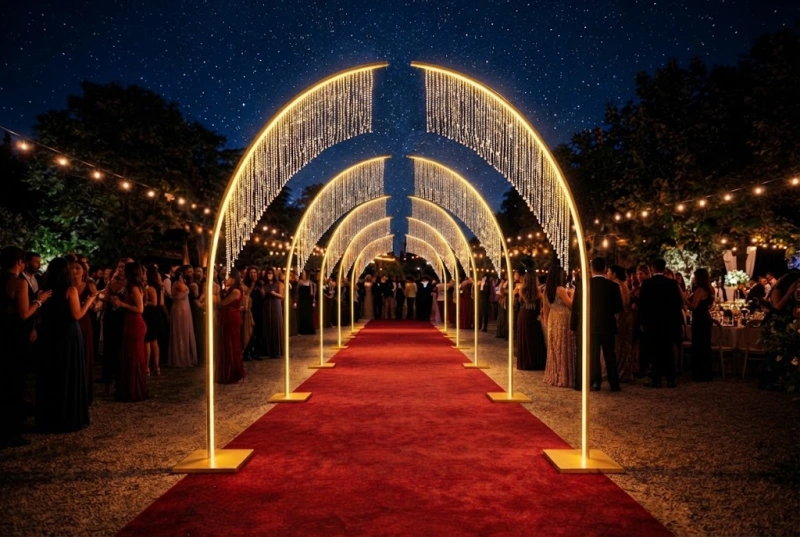 Arco Luminoso Maestoso con Cristalli Pendenti - 230 cm H