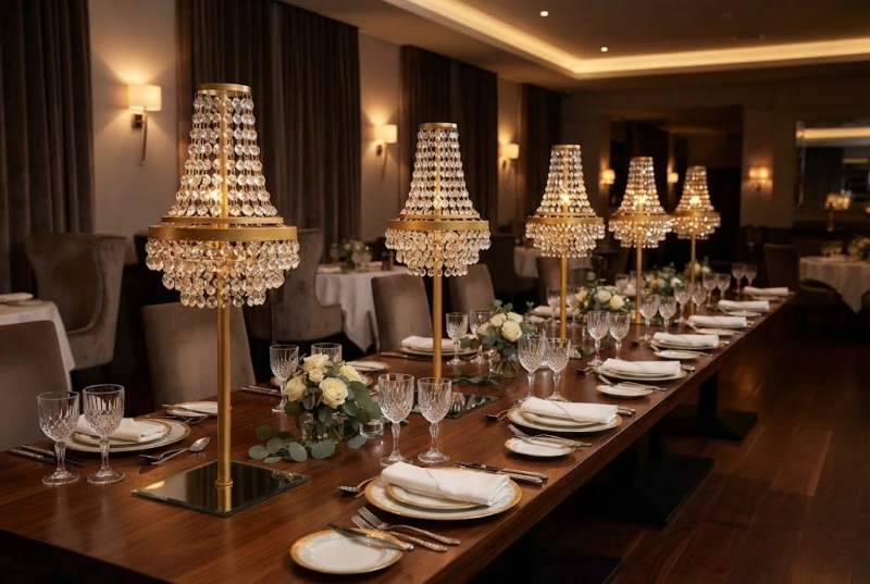 Lampada a Batteria con Cristalli e Finitura Oro - Centrotavola Elegante